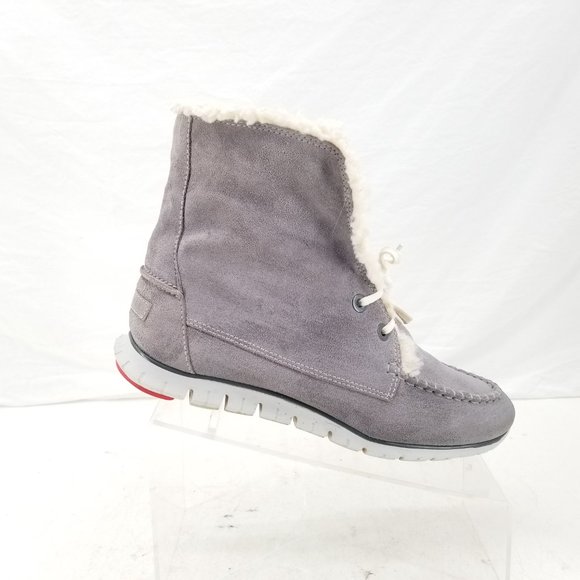 Cole Haan ZeroGrand Shearling Gray Suede Waterproof Fur Chukka Bootie Size 9.5 B - Picture 7 of 11